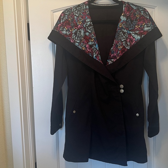 Ay Guey Lola Colorful Lining Flowers Birds Black Cotton Jacket Mexico - Picture 3 of 15